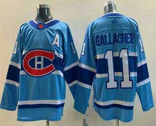 Mens Montreal Canadiens #11 Brendan Gallagher Blue 2022 Reverse Retro Stitched Jersey